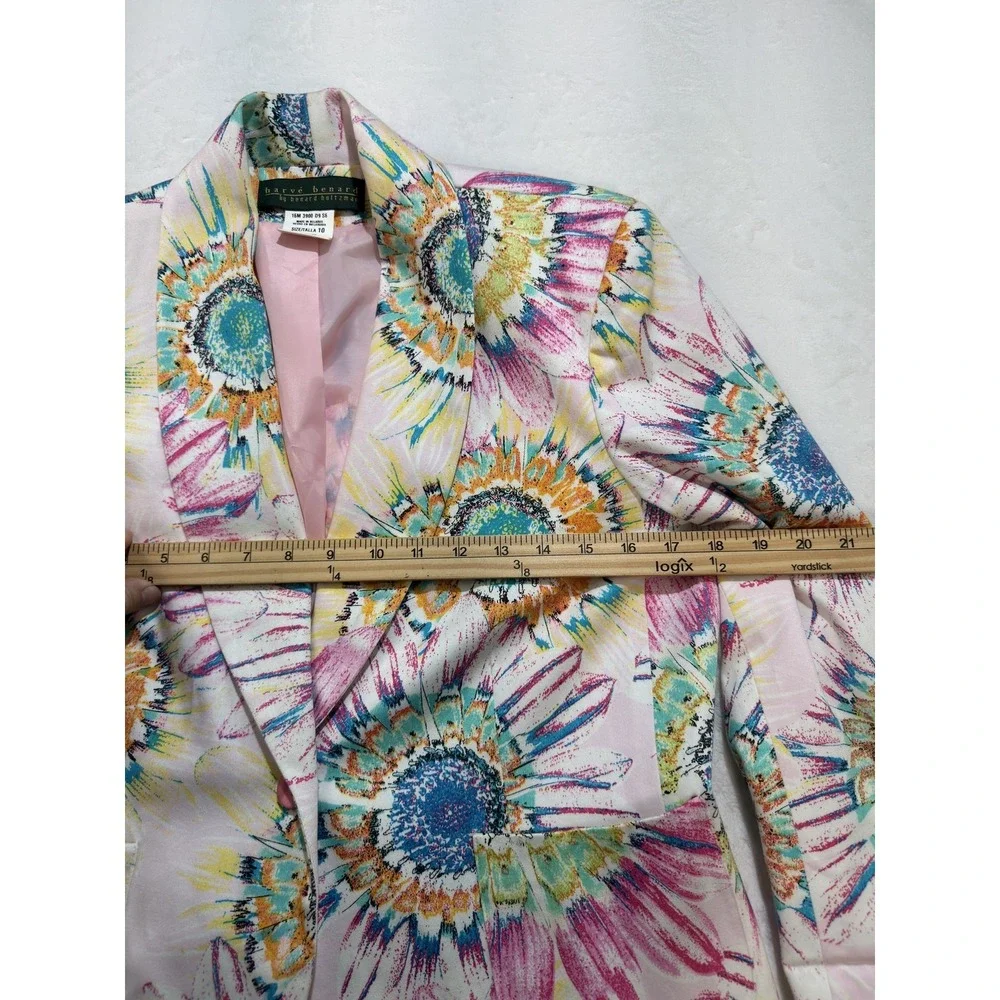 Harve Benard Blazer Womens 10 Multicolor Floral One Button Lined Jacket - Picture 3 of 6